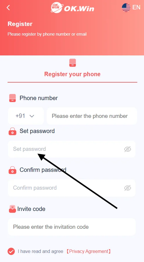 Choose the account password