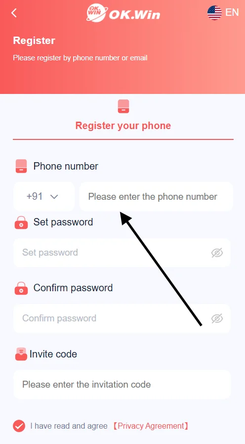 Fill the phone number